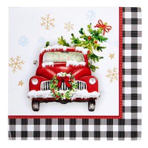 RED TRUCK HOLIDAY NAPKIN SET OF 24